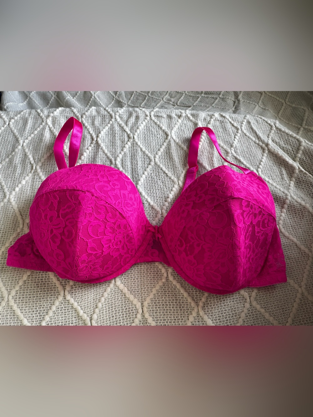 Smart & Sexy Pink Lace Push Up Bra 40D Underwire Padded Plunge